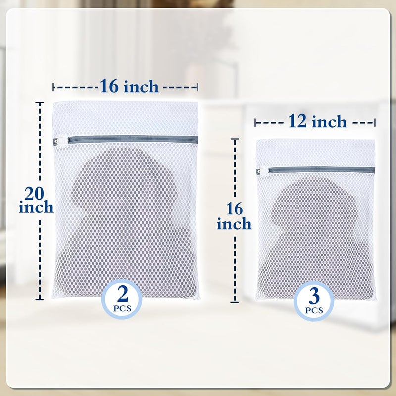 KWULP Heavy-Duty Honeycomb Mesh Laundry Bags, 5-Pack (3×12x16" + 2×16x20"), Delicates Protector for Lingerie & Baby Clothes - Image 4